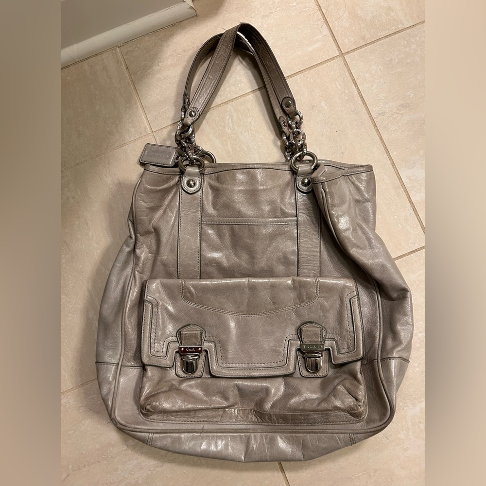 Coach Light Grey Multi Pocket Bag